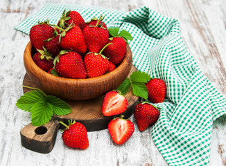 Bowl with fresh strawberries