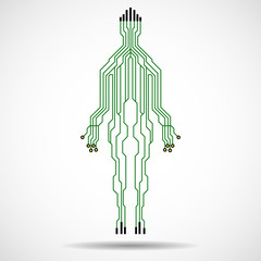 Abstract silhouette man of circuit board. Vector