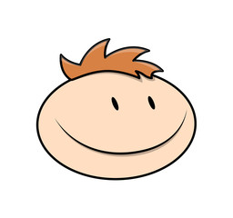Happy Cartoon Boy Face Expression - Vector Illustration