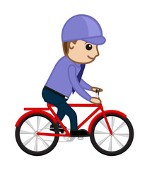 Cool Cartoon Boy Riding Bicycle