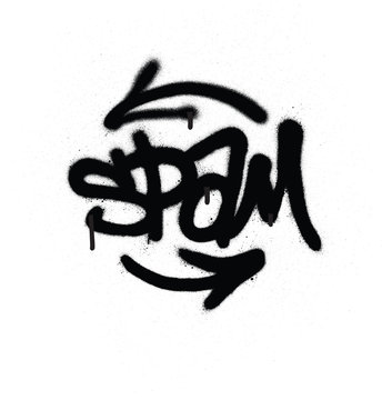 graffiti tag spam sprayed with leak in black on white