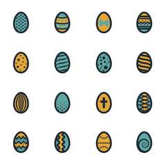 Vector flat easter icons set