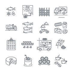Fototapeta na wymiar set of thin line icons food and beverages, meal, drinks, alcohol