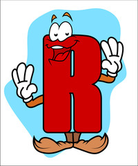 Happy Cartoon Alphabet R Vector Character