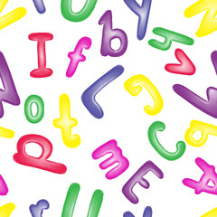 Seamless pattern background with colored letters.
