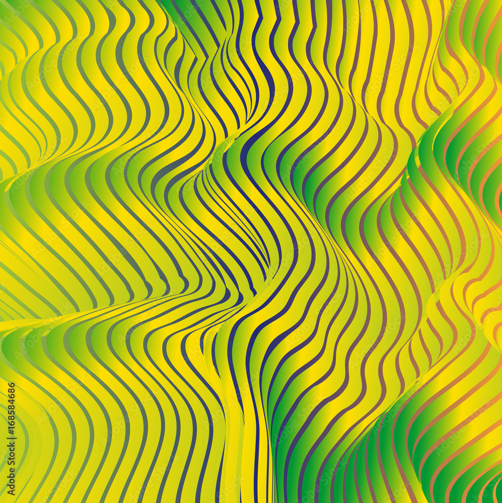 Poster parallel bands of metal with a gradient fill. bizarre curved shape. acrylic patterns. background for