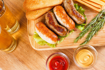 Beer and roast beef or chicken sausage