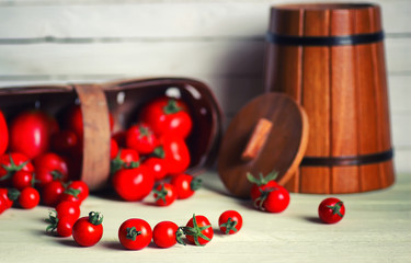 tomato fresh on wooden table