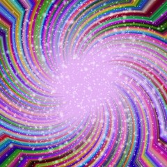 Elegant stars twirl ball in rainbow colors. Illustration. Bright abstract background