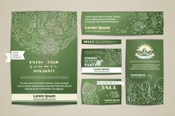 Obraz premium Set of corporate chalk sea life templates.