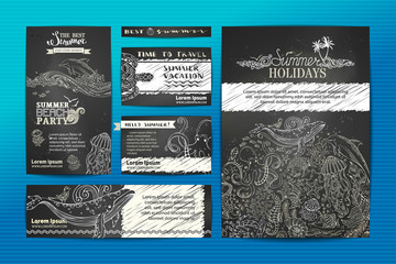 Obraz premium Vector set of wild ocean animals templates.