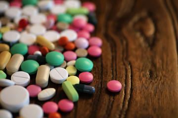 Multicolored tablets of different shapes and sizes