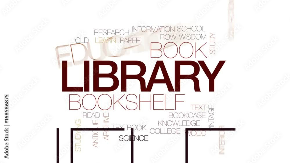 Poster Library animated word cloud, text design animation. Kinetic typography.