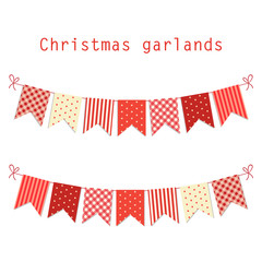 Festive bunting flags Merry Christmas in traditional colors
