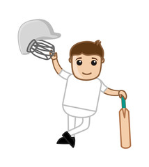 Cartoon Cricket Player Vector Illustration
