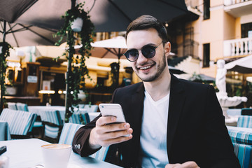 The young businessman in a town