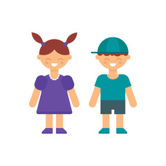 Kids female and male character, vector illustration
