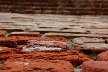 texture of an ancient red brick wall