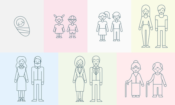 People of different ages vector illustration for infographic