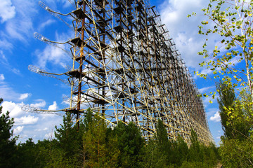 Large field of the looted antenna of the military object of the PRO of the USSR. Dead military...