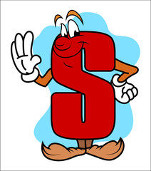 Happy Cartoon Alphabet S Vector Character