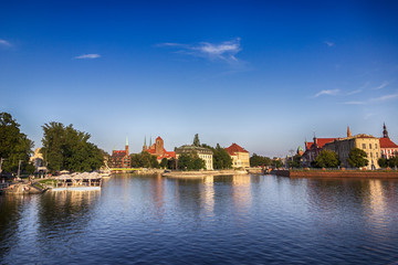 Obraz premium Ostrow Tumski. Cathedral Island and the Odra river. Wroclaw city, Poland