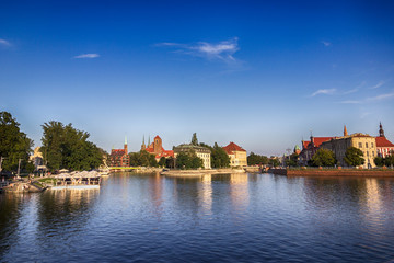 Ostrow Tumski. Cathedral Island and the Odra river. Wroclaw city, Poland