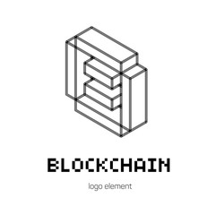 Isometric graphic element for blockchain technology.