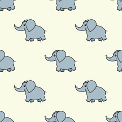 baby cute seamless pattern with elephants. Baby seamless pattern with painted elephants. Seamless elephant cartoon pattern.