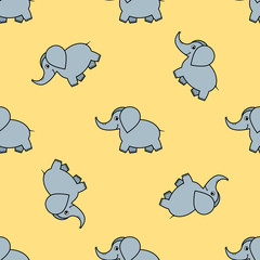 baby cute seamless pattern with elephants. Baby seamless pattern with painted elephants. Seamless elephant cartoon pattern.