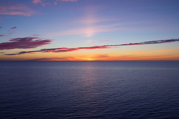 Beautiful sunset over Baltic Sea - seascape with sea horizon