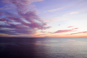 Beautiful sunset over Baltic Sea - seascape with sea horizon