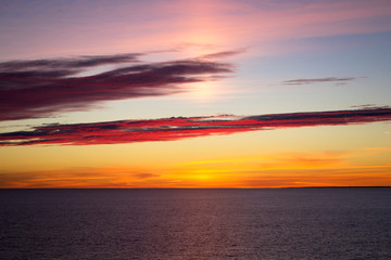 Beautiful sunset over Baltic Sea - seascape with sea horizon