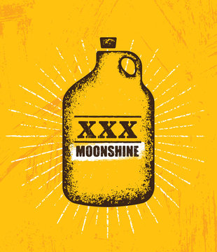 Moonshine Jug Pure Original Corn Spirit Creative Artisan Illustration. Raw Homemade Alcohol Creative Sign