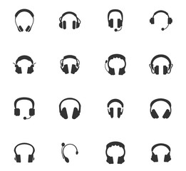 Headphones icons set