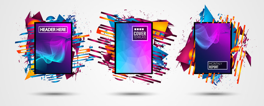 Futuristic Frame Art Design with Abstract shapes and drops of colors behind the space for text. Modern Artistic flyer or party thai background.