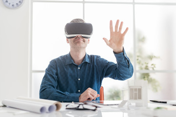Professional architect working with virtual reality