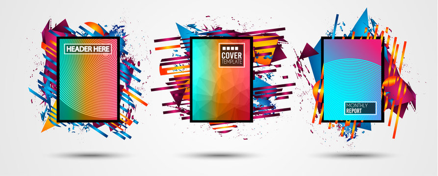 Futuristic Frame Art Design with Abstract shapes and drops of colors behind the space for text. Modern Artistic flyer or party thai background.