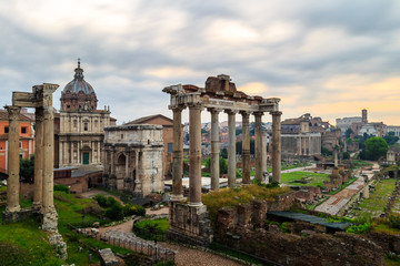 Fototapeta na wymiar Roman Forum, Rome's historic center, Italy