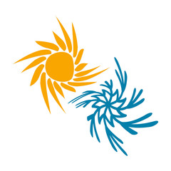 Sun and snowflake illustration