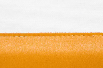 Stitched leather brown color on white background