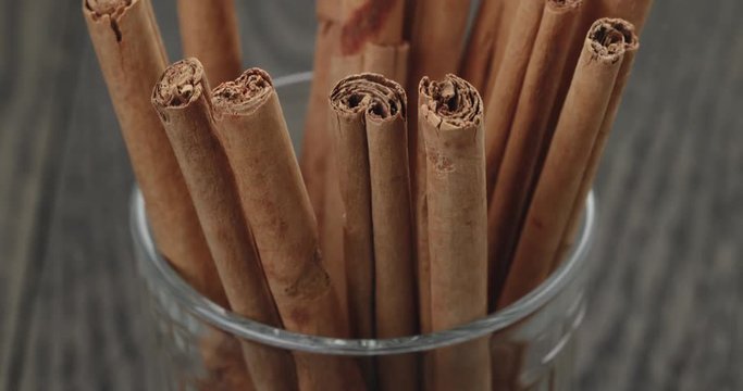 true cinnamon sticks in glass