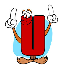 Happy Cartoon Alphabet U Vector Character