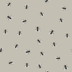 Seamless pattern with flies