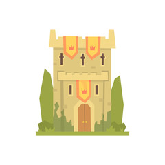 Medieval stone fortress tower, ancient architecture building vector Illustration