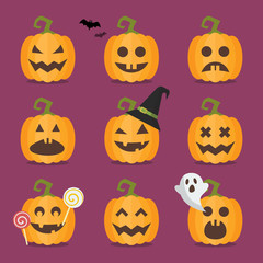 Set of Halloween pumpkins