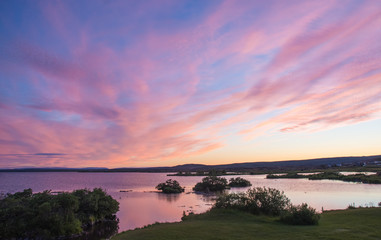Sunset at Lake Myvatn in Northern Iceland
