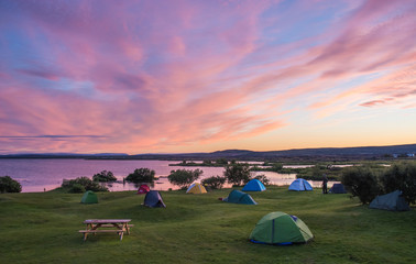 Sunset at Lake Myvatn in Northern Iceland