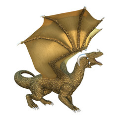 3D Rendering Fantasy Dragon on White