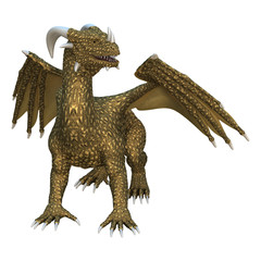 3D Rendering Fantasy Dragon on White
